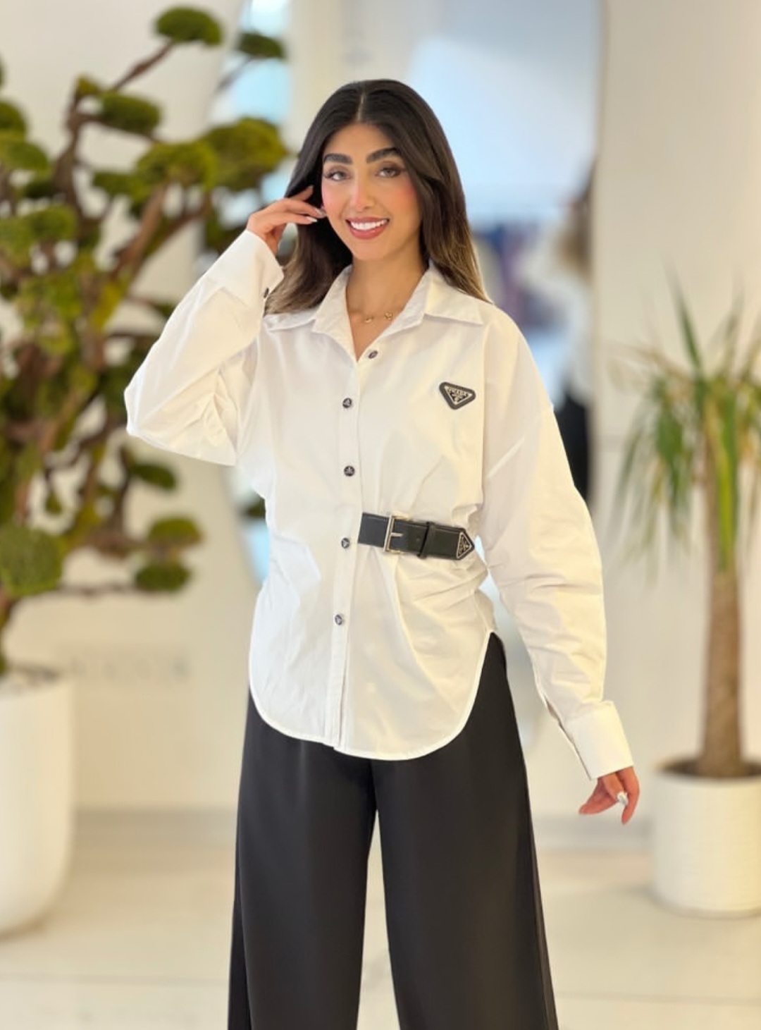 شومیز زنانه مستر پرادا کمر چرم وارداتی